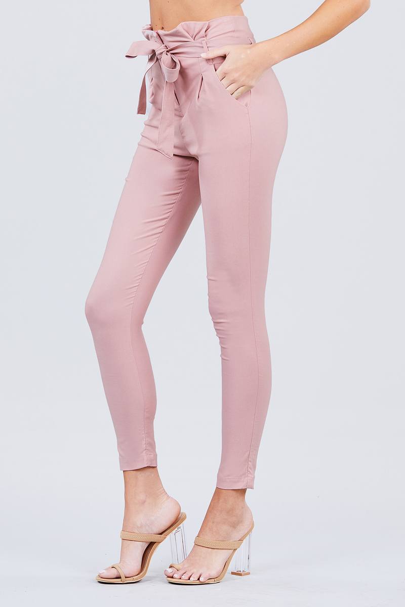 High Waisted Belted Pegged Stretch Pant - Absolute Fashion 2020