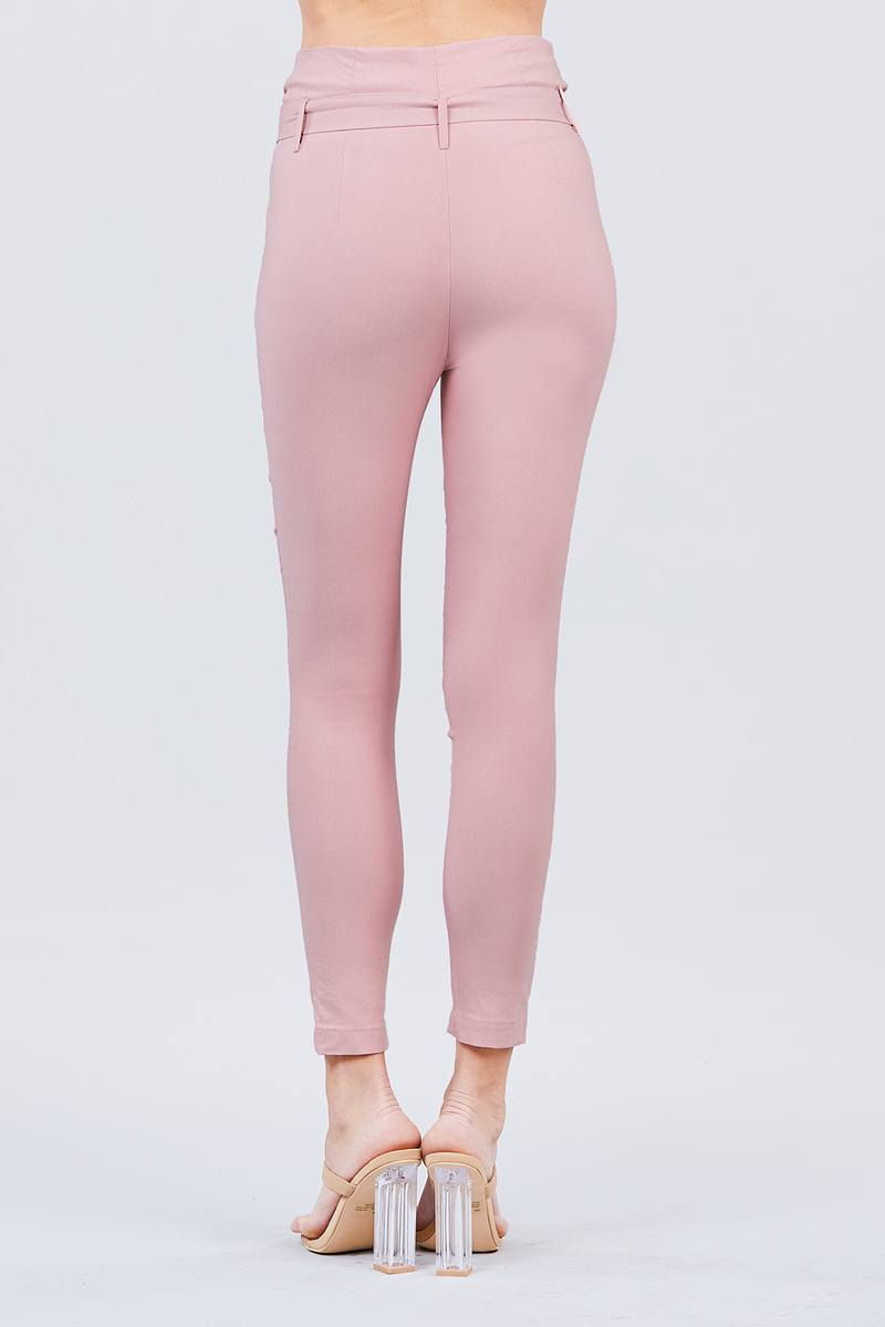 High Waisted Belted Pegged Stretch Pant - Absolute Fashion 2020