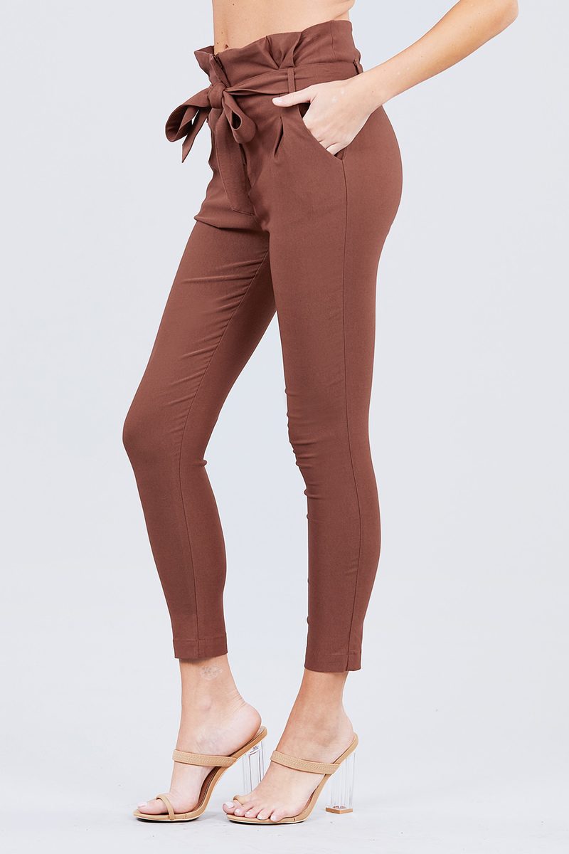 High Waisted Belted Pegged Stretch Pant - Absolute Fashion 2020
