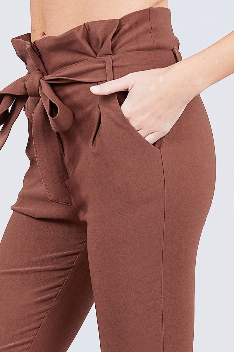 High Waisted Belted Pegged Stretch Pant - Absolute Fashion 2020