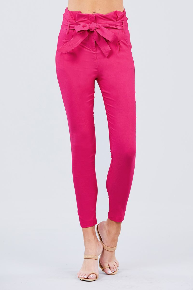 High Waisted Belted Pegged Stretch Pant - Absolute Fashion 2020