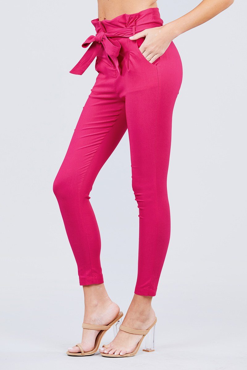 High Waisted Belted Pegged Stretch Pant - Absolute Fashion 2020