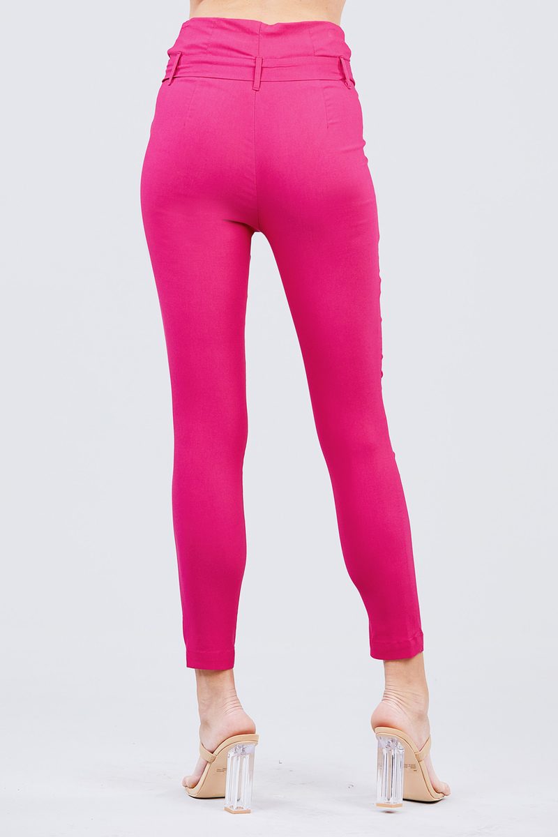 High Waisted Belted Pegged Stretch Pant - Absolute Fashion 2020