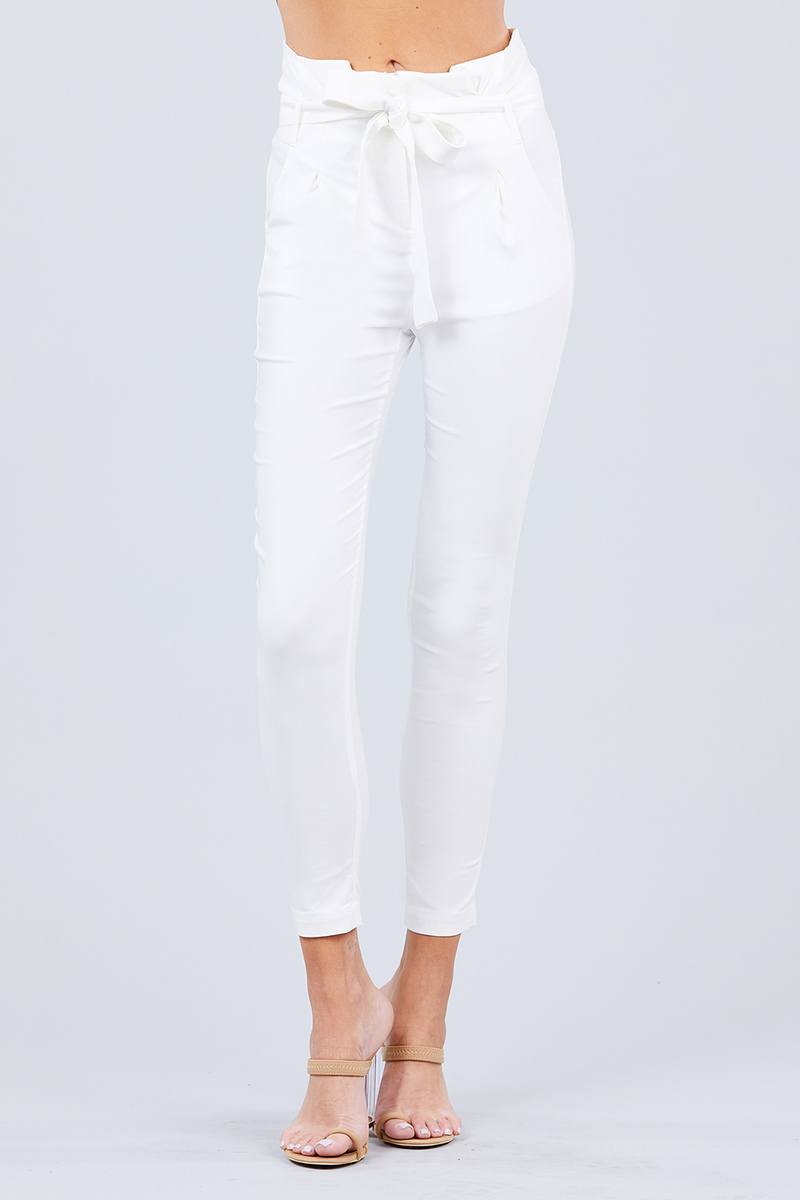 High Waisted Belted Pegged Stretch Pant - Absolute Fashion 2020