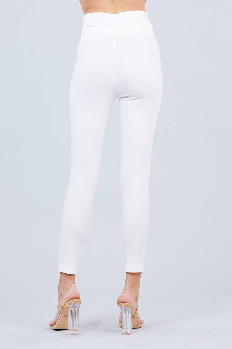 High Waisted Belted Pegged Stretch Pant - Absolute Fashion 2020