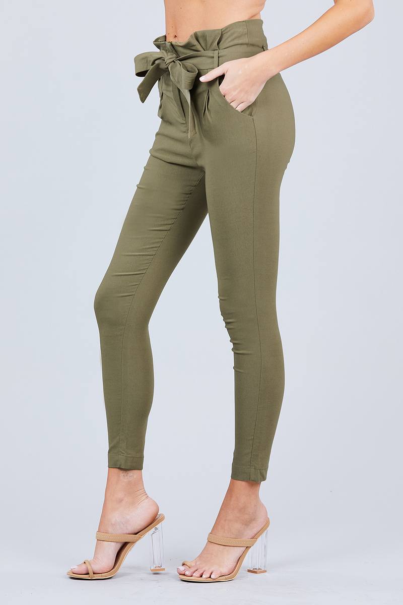 High Waisted Belted Pegged Stretch Pant - Absolute Fashion 2020