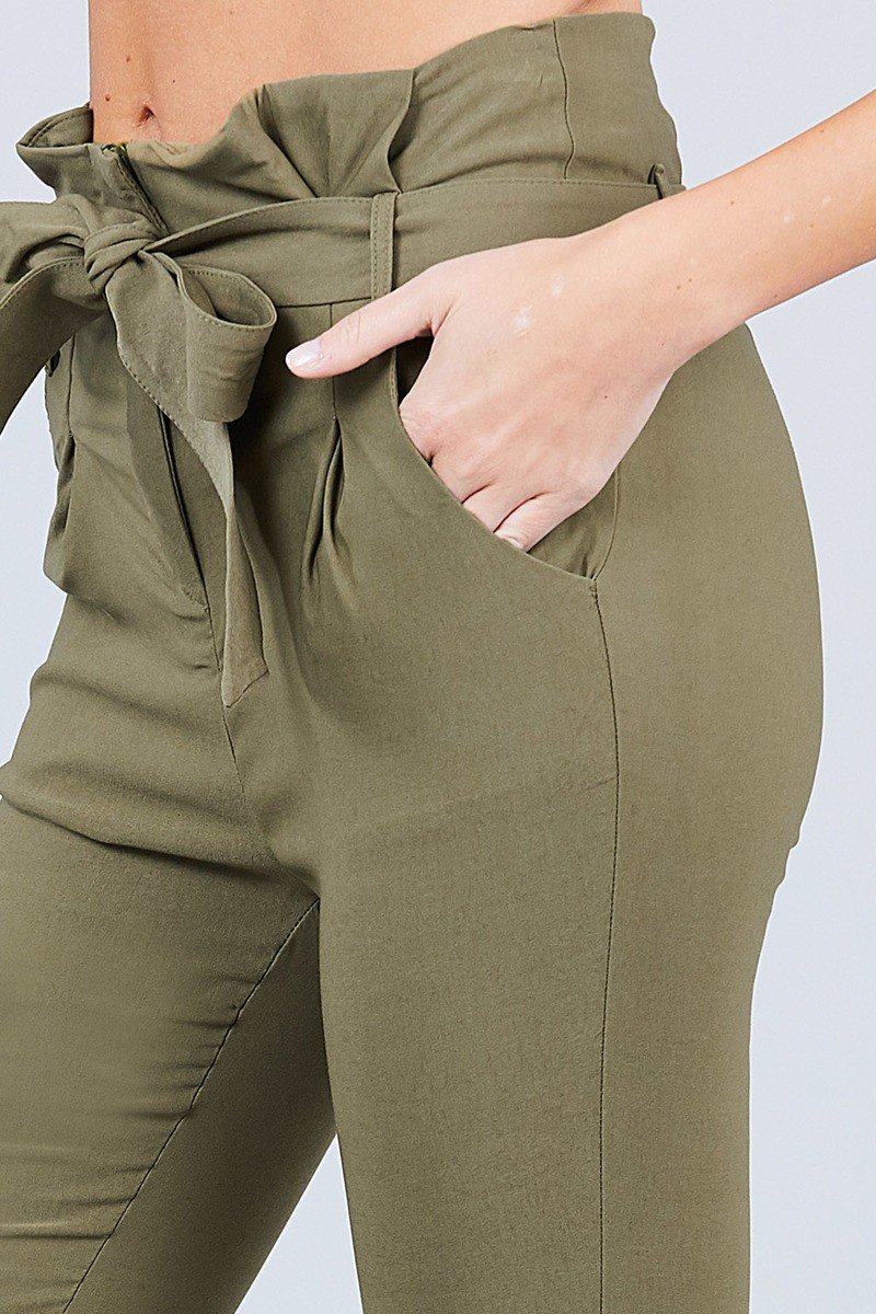 High Waisted Belted Pegged Stretch Pant - Absolute Fashion 2020