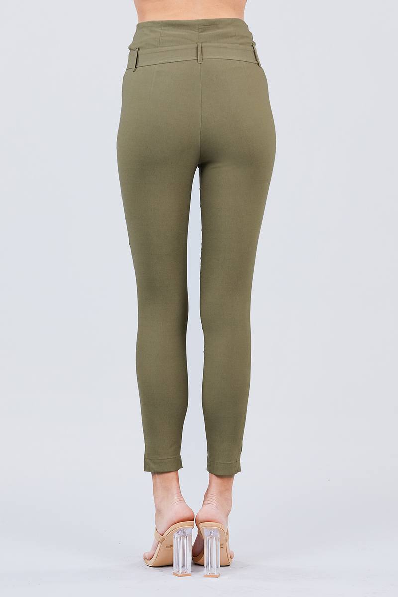 High Waisted Belted Pegged Stretch Pant - Absolute Fashion 2020