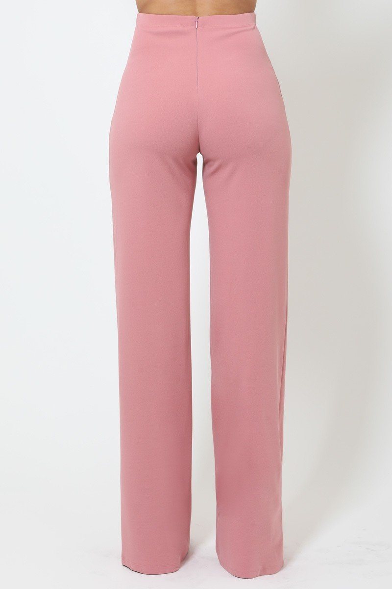 High-waist Crepe Pants With Buttons - Absolute Fashion 2020