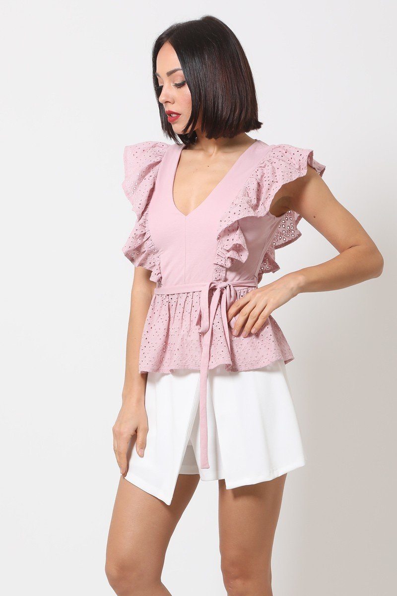 Crotchet Peplum Top W/ Self -front Tie - Absolute Fashion 2020