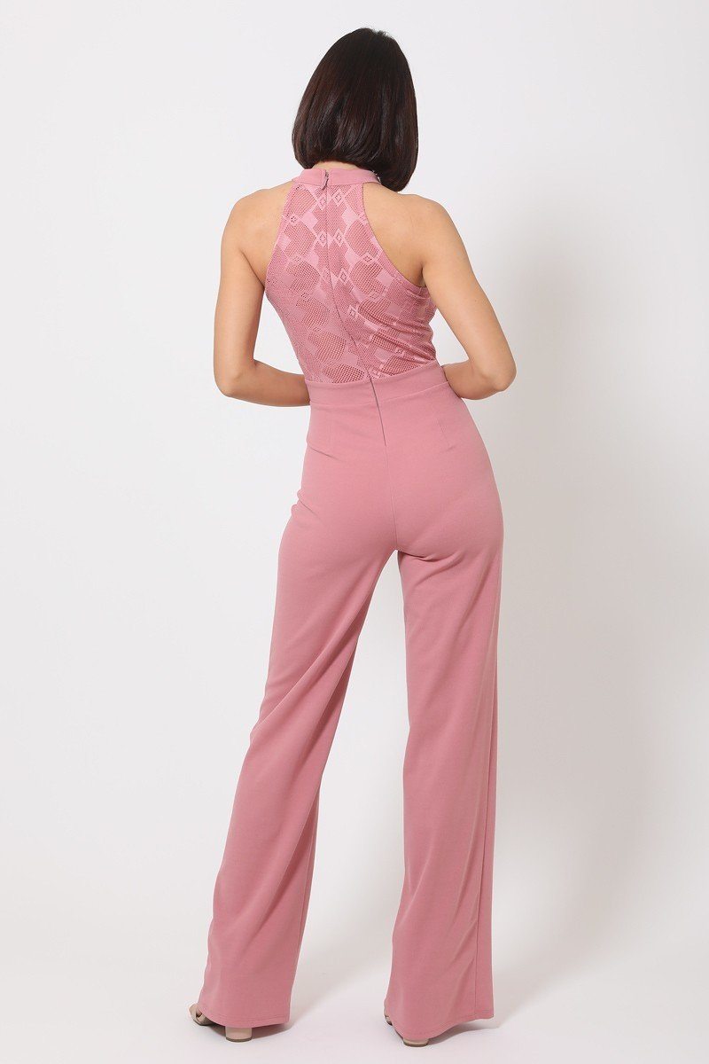 Halter Neck Jumpsuit W/ Criss Cross Front Tie Designs - Absolute Fashion 2020