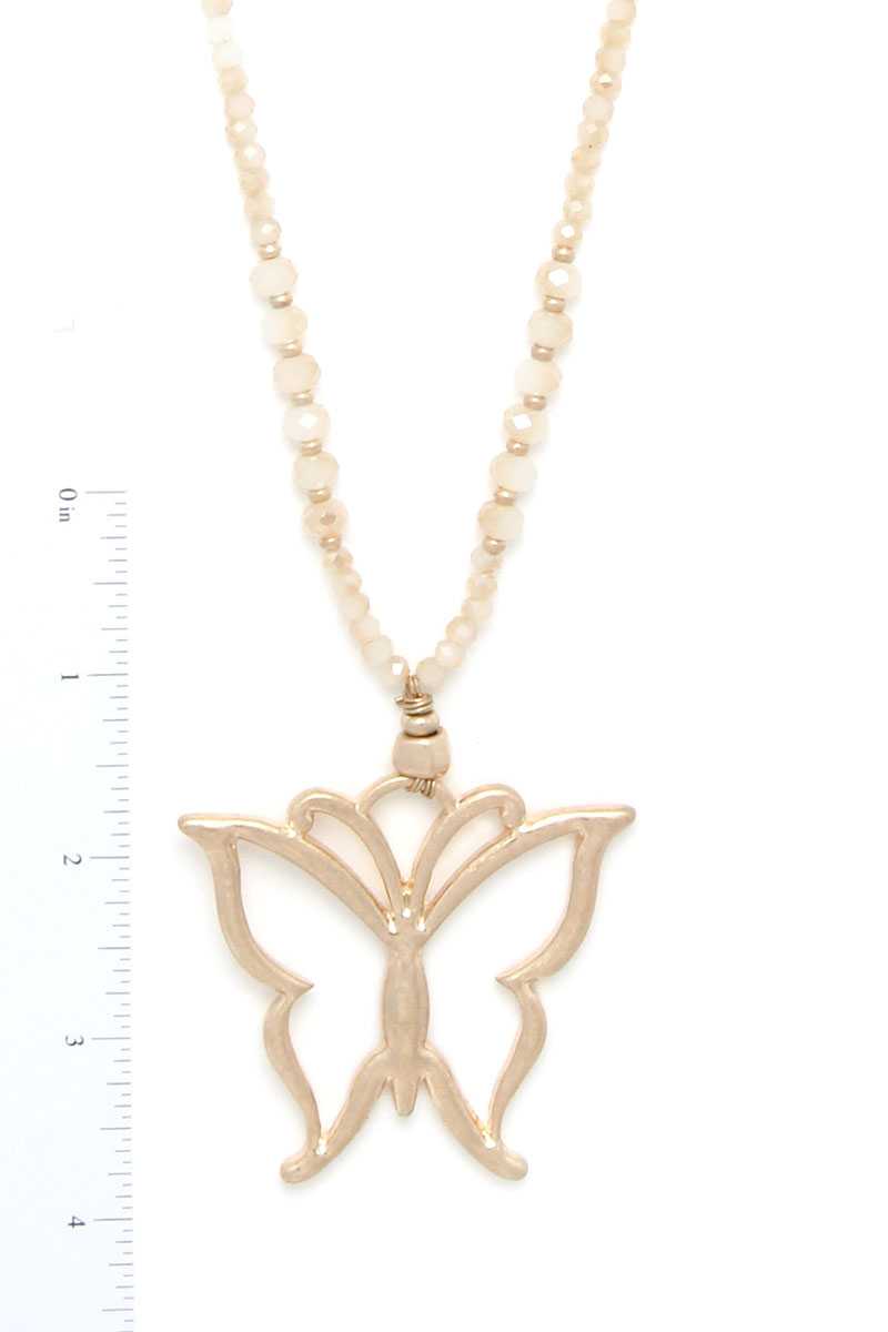 Butterfly Pendant Beaded Necklace - Absolute Fashion 2020