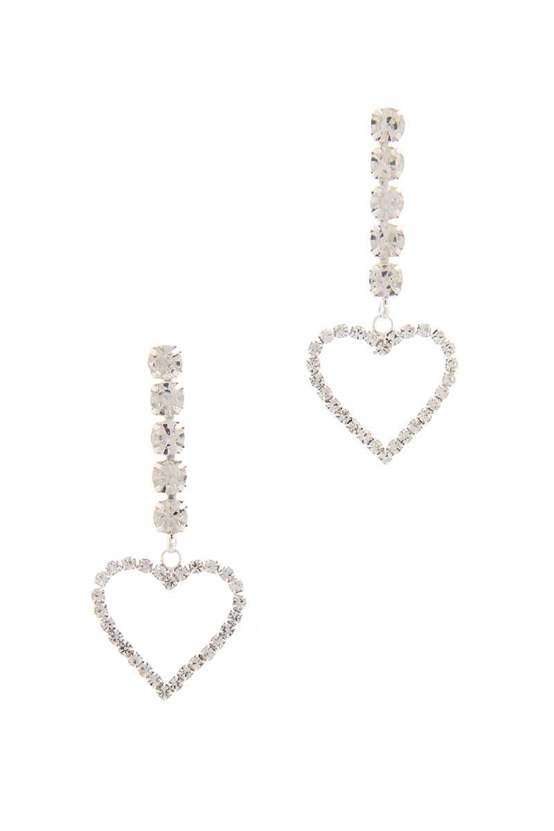 Rhinestone Heart Dangle Drop Earring - Absolute Fashion 2020