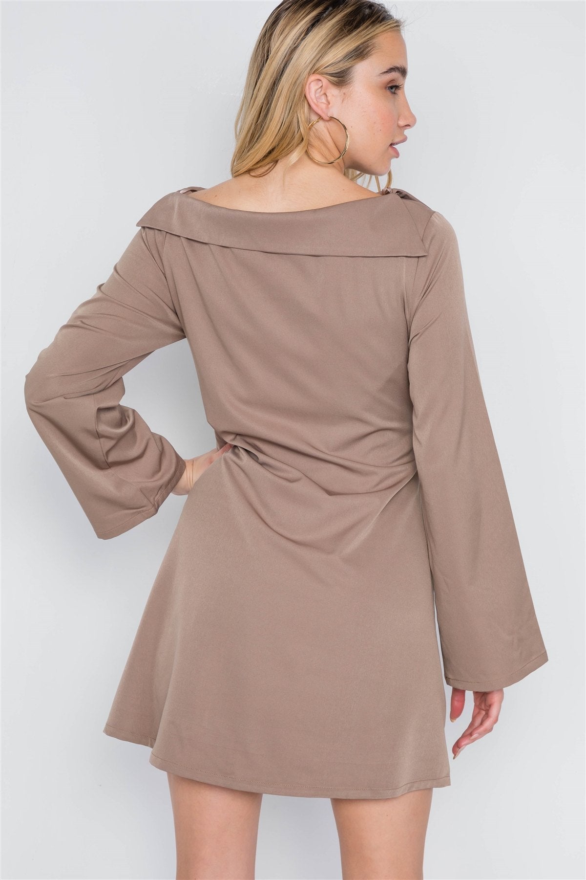 Straight Neck Solid Front-tie Dress - Absolute Fashion 2020