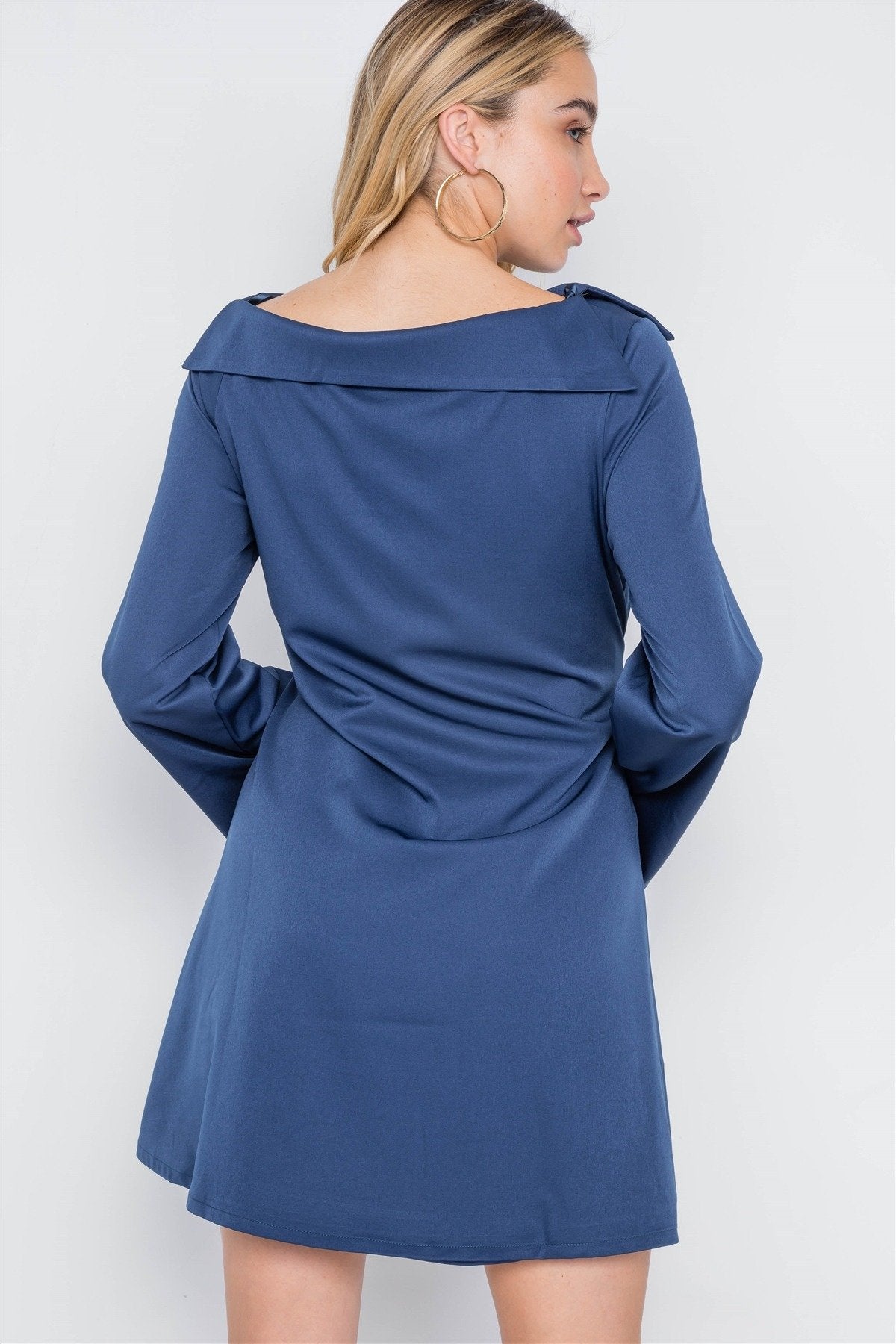 Straight Neck Solid Front-tie Dress - Absolute Fashion 2020