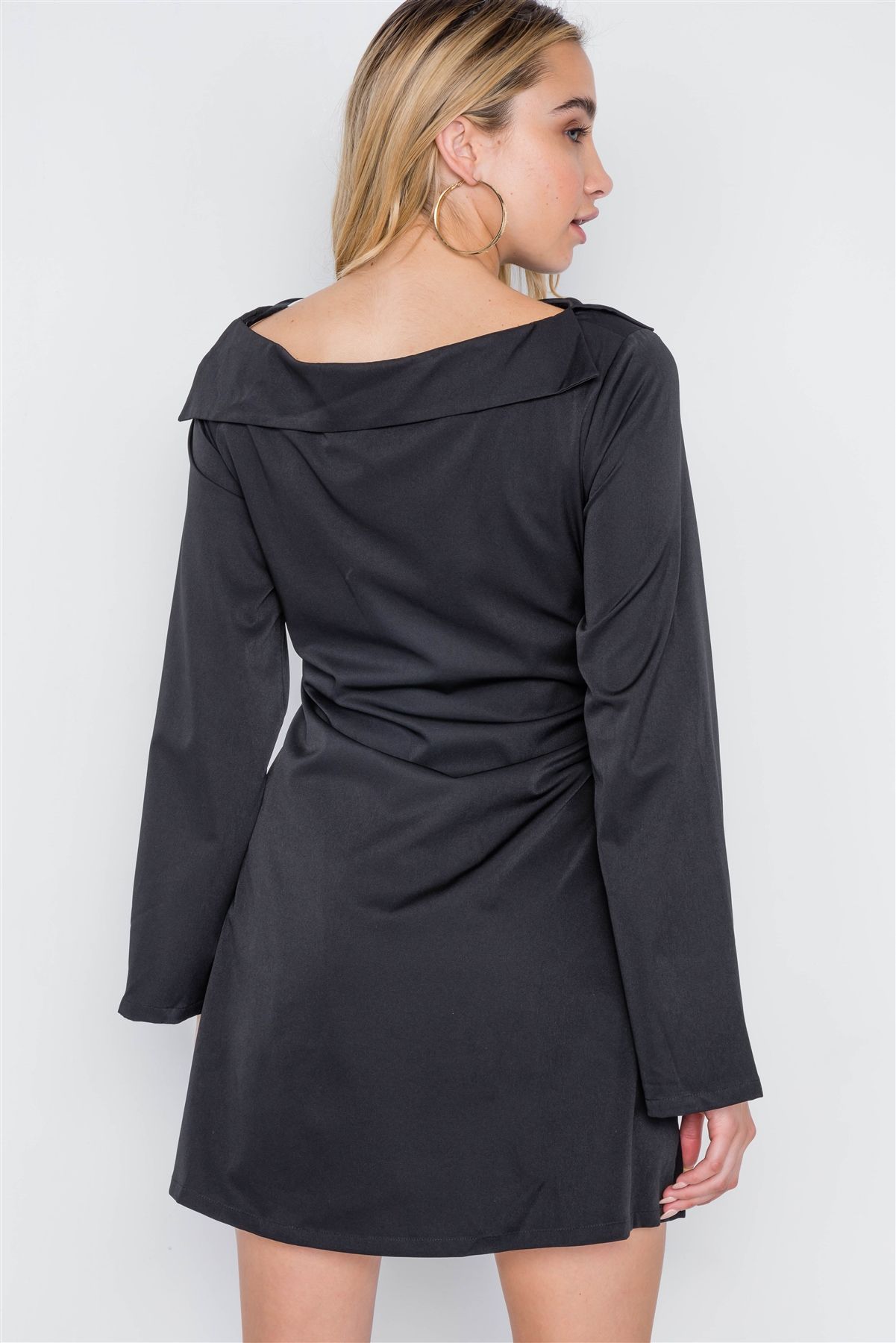 Straight Neck Solid Front-tie Dress - Absolute Fashion 2020