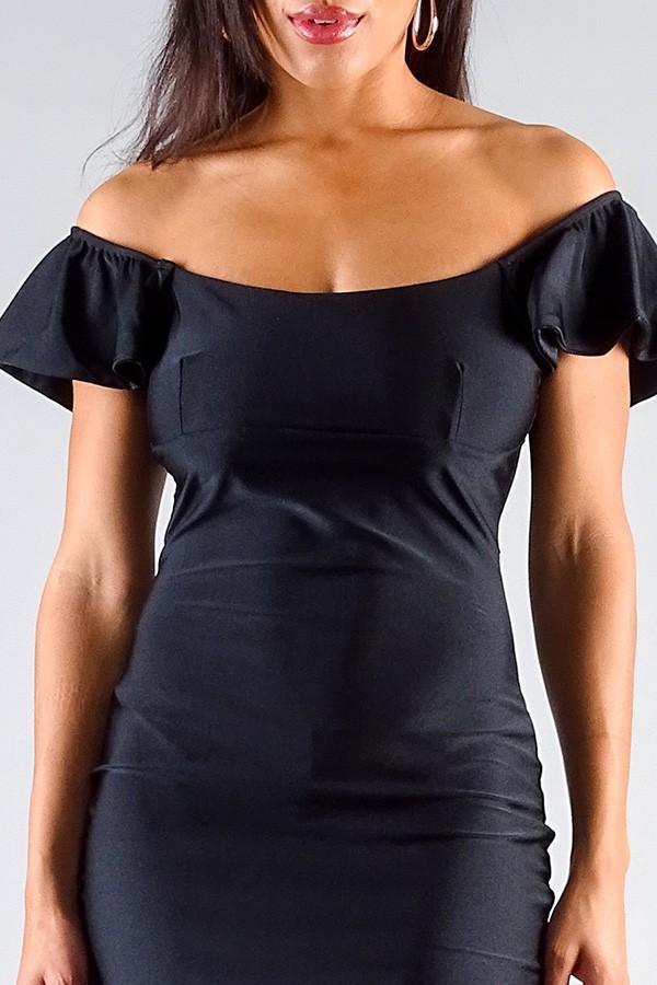 Convertible Off Shoulder Ruffle Sleeve Bodycon Mini Dress - Absolute Fashion 2020