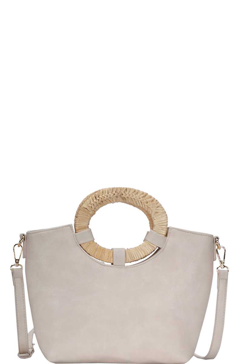 Chic Fashion Natural Woven Handle Satchel With Long Strap - Absolute Fashion 2020