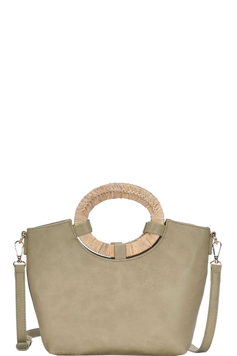 Chic Fashion Natural Woven Handle Satchel With Long Strap - Absolute Fashion 2020
