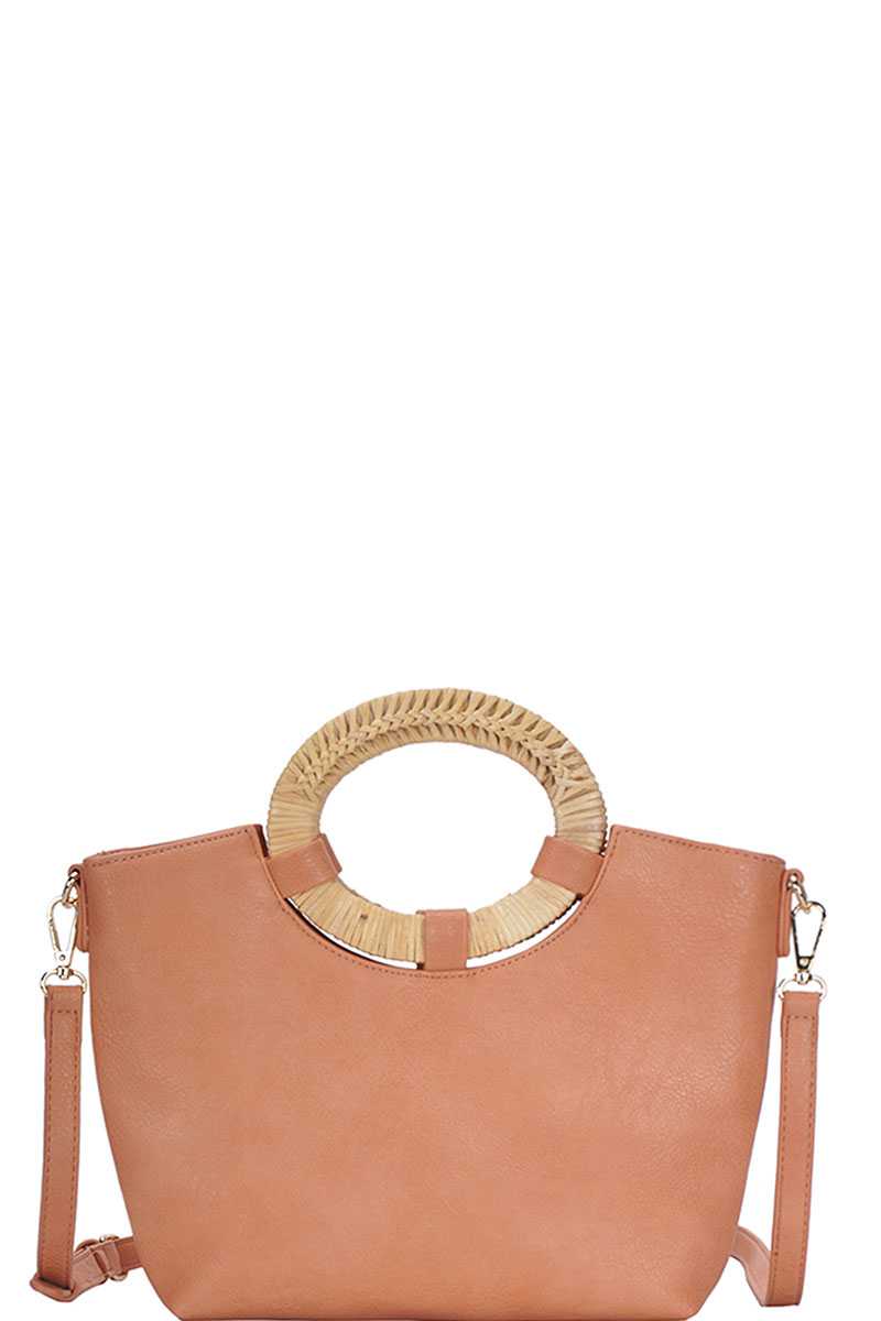 Chic Fashion Natural Woven Handle Satchel With Long Strap - Absolute Fashion 2020