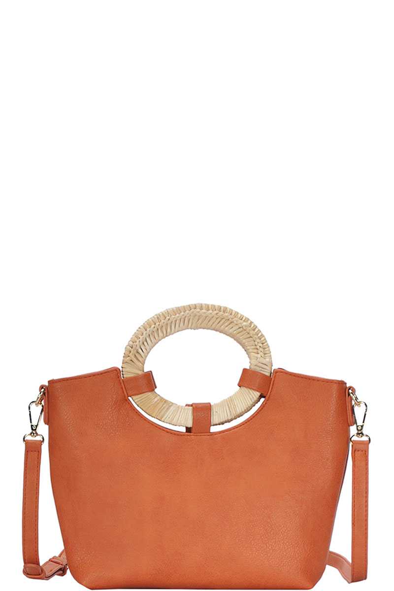 Chic Fashion Natural Woven Handle Satchel With Long Strap - Absolute Fashion 2020