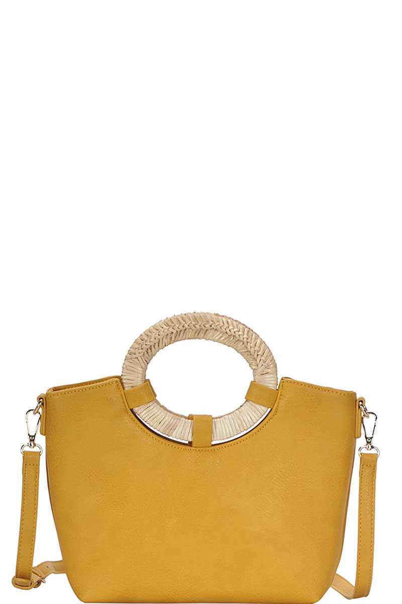 Chic Fashion Natural Woven Handle Satchel With Long Strap - Absolute Fashion 2020