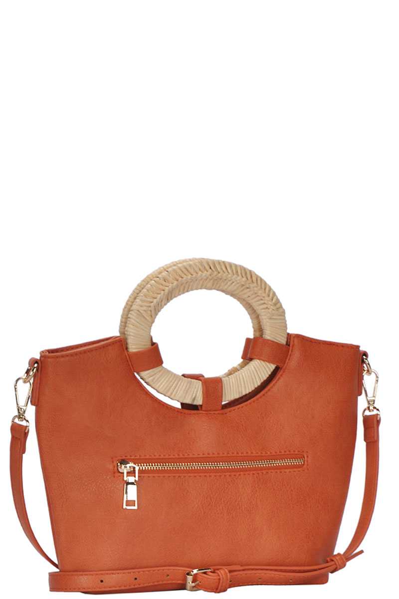 Chic Fashion Natural Woven Handle Satchel With Long Strap - Absolute Fashion 2020