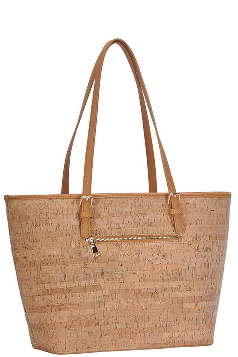 Chic Trendy Cork Textured Fashion Pattern Shopper Bag - Absolute Fashion 2020