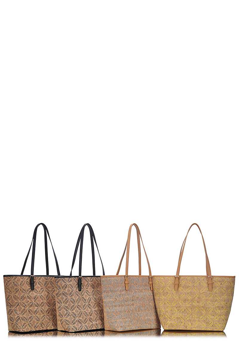 Chic Trendy Cork Textured Fashion Pattern Shopper Bag - Absolute Fashion 2020