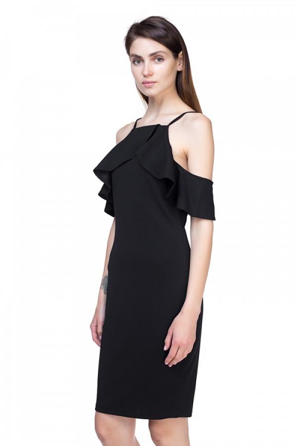 Ruffle Open Shoulder Halter Dress - Absolute Fashion 2020