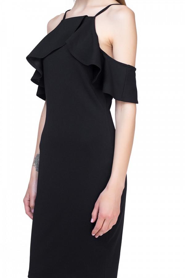Ruffle Open Shoulder Halter Dress - Absolute Fashion 2020