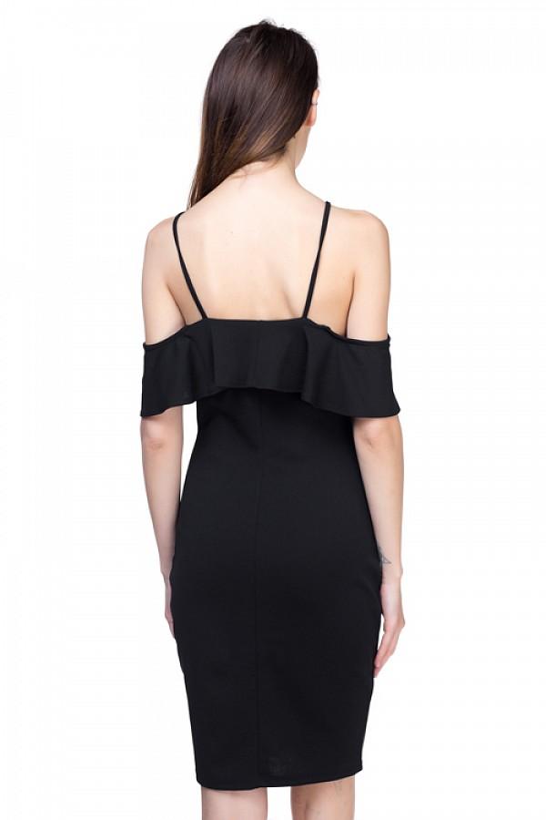 Ruffle Open Shoulder Halter Dress - Absolute Fashion 2020