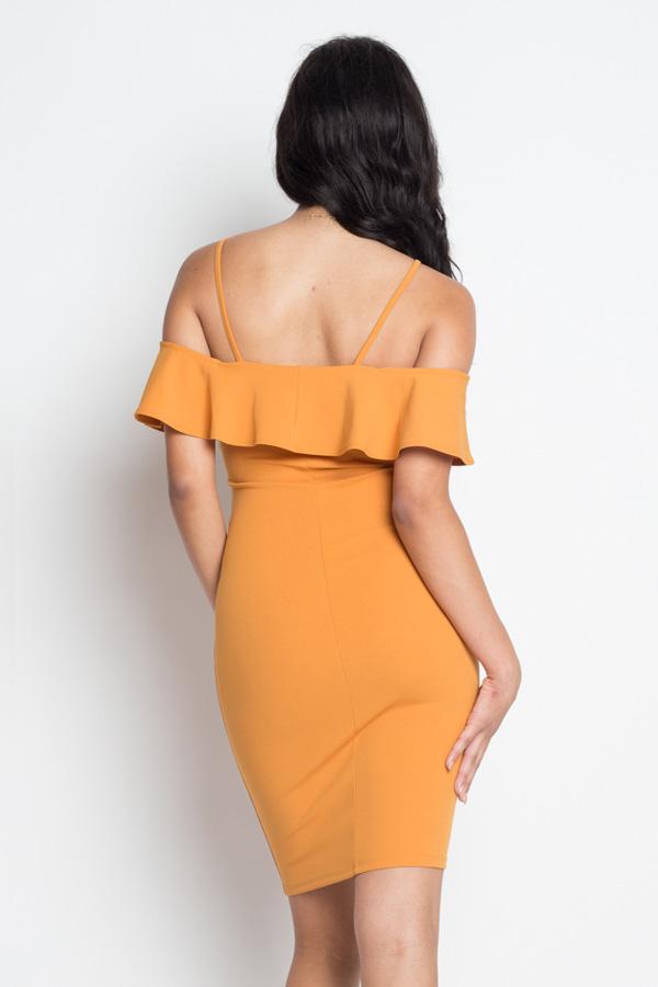 Ruffle Open Shoulder Halter Dress - Absolute Fashion 2020