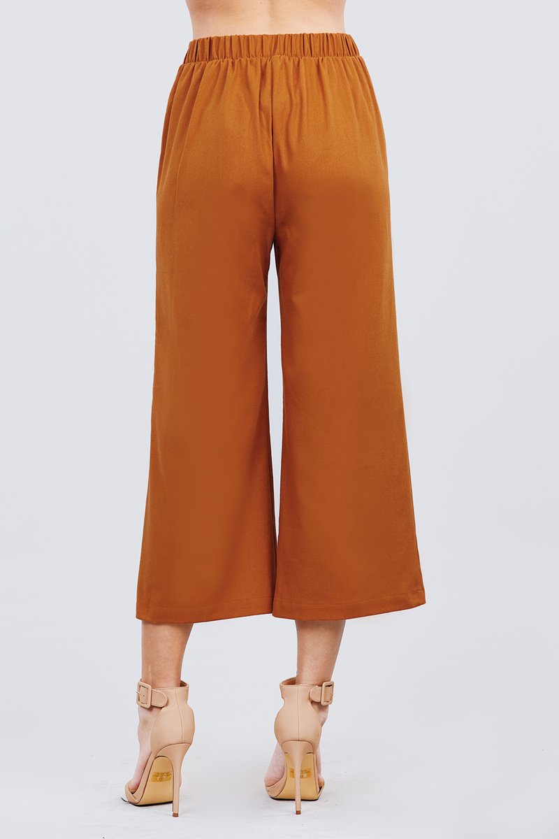 Fake Pocket W/button Detail Wide Long Leg Linen Pants - Absolute Fashion 2020