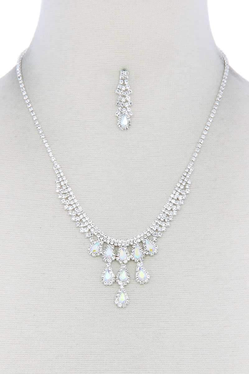 Rhinestone Teardrop Shape Necklace - Absolute Fashion 2020
