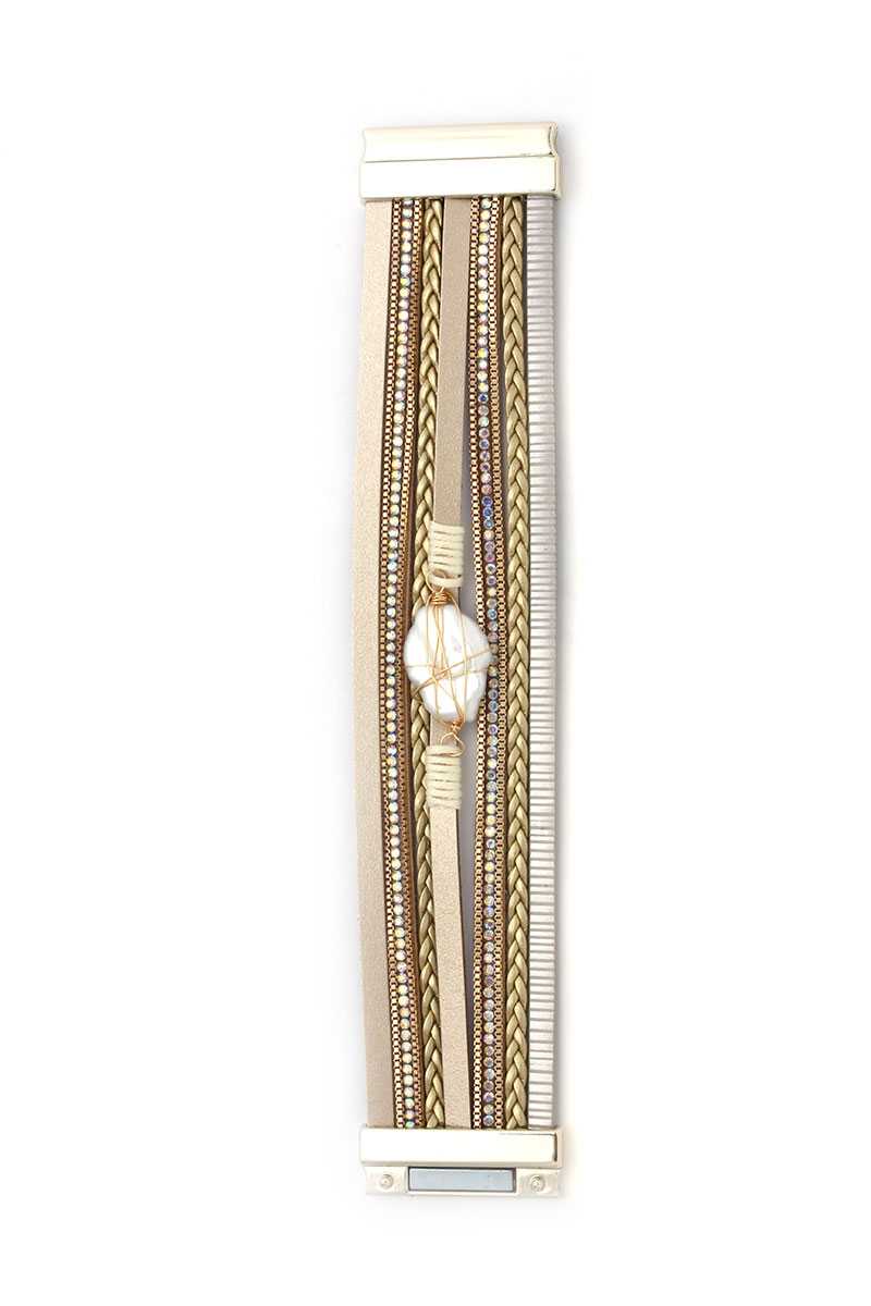 Faux Stone Wired Wrapped Magnetic Bracelet - Absolute Fashion 2020