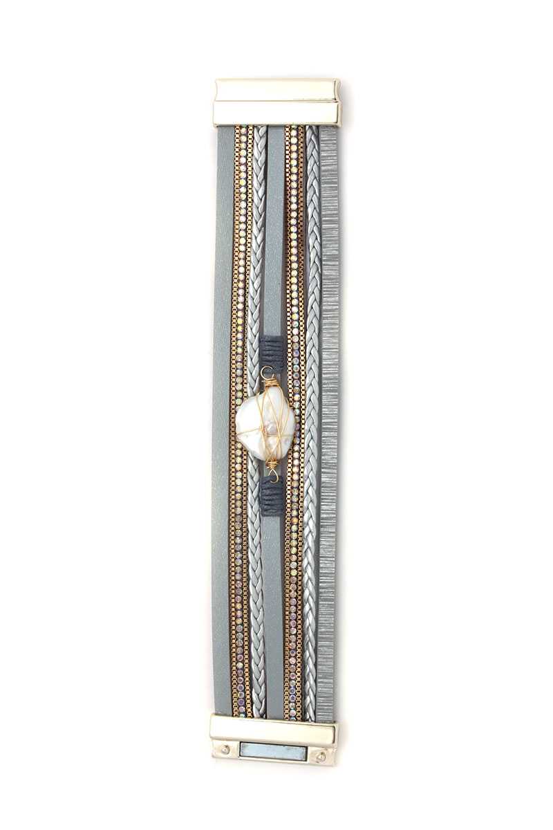 Faux Stone Wired Wrapped Magnetic Bracelet - Absolute Fashion 2020