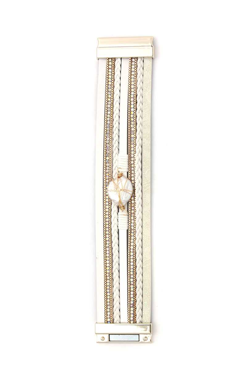 Faux Stone Wired Wrapped Magnetic Bracelet - Absolute Fashion 2020