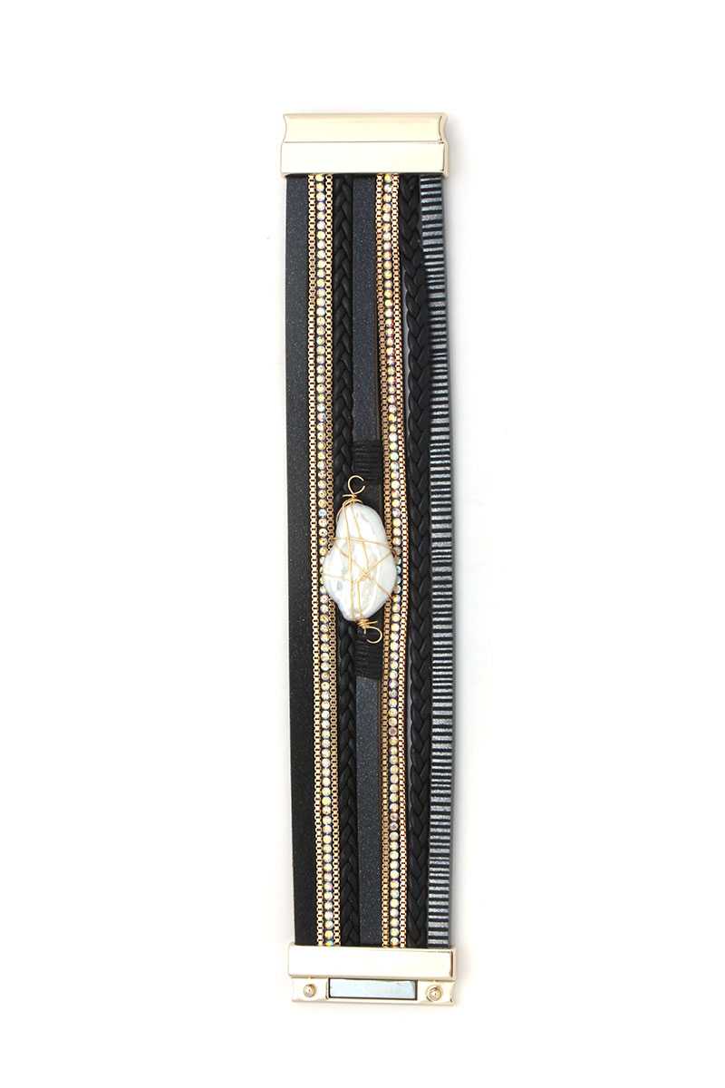 Faux Stone Wired Wrapped Magnetic Bracelet - Absolute Fashion 2020
