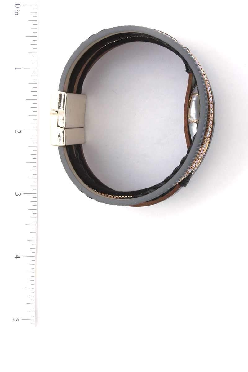 Faux Stone Wired Wrapped Magnetic Bracelet - Absolute Fashion 2020