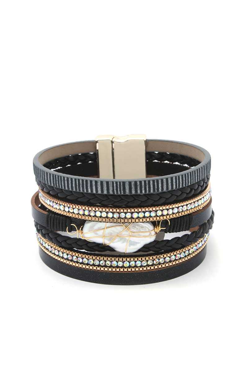Faux Stone Wired Wrapped Magnetic Bracelet - Absolute Fashion 2020