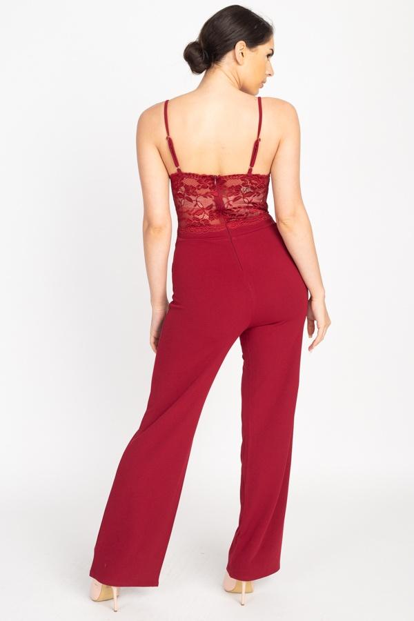 Floral Lace Front Cutout Jumpsuit - Absolute Fashion 2020