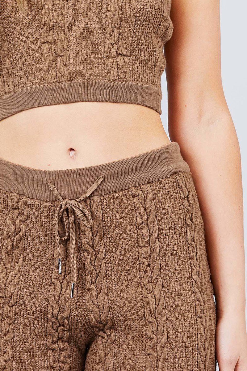 Cable Detail Sweater Tube Top And Sweater Short Pants Set - Absolute Fashion 2020