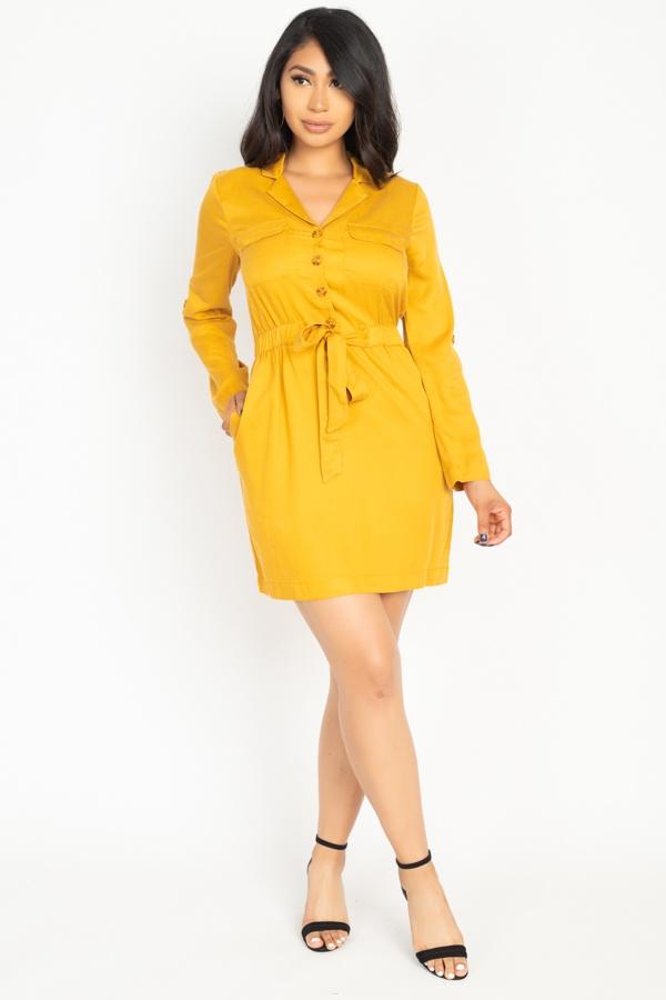 Rtn Bttn Belted Shirts Dress - Absolute Fashion 2020