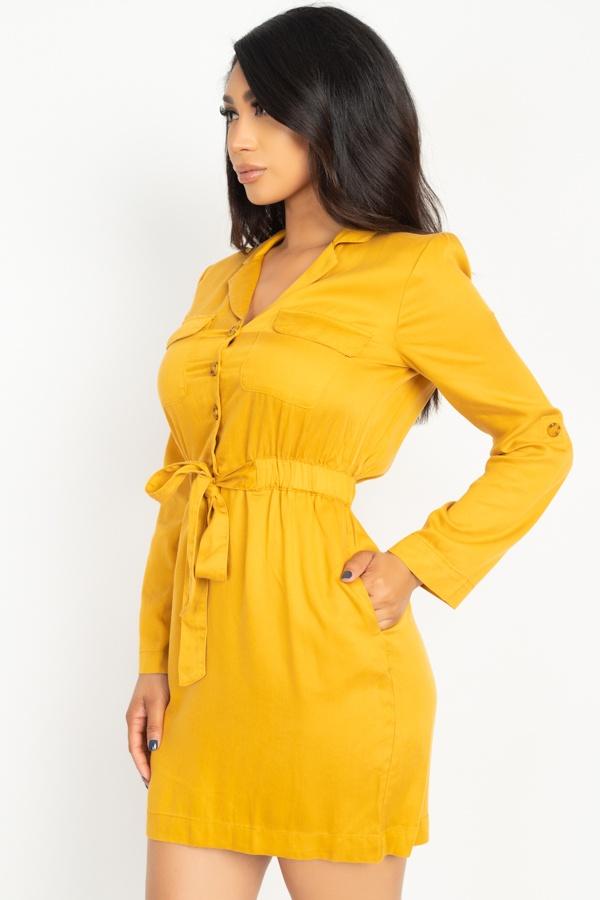 Rtn Bttn Belted Shirts Dress - Absolute Fashion 2020
