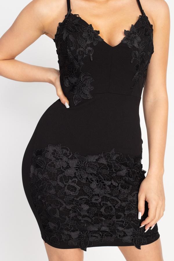 Floral Lace Embroidered Mini Dress - Absolute Fashion 2020