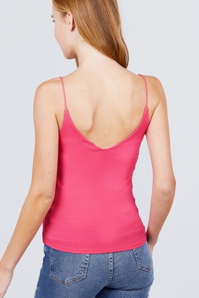 Double V-neck 2 Ply Rib Knit Cami Top - Absolute Fashion 2020