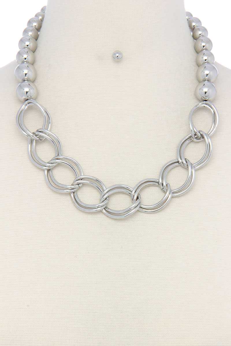 Chunky Ball And Chain Link Short Necklace - Absolute Fashion 2020