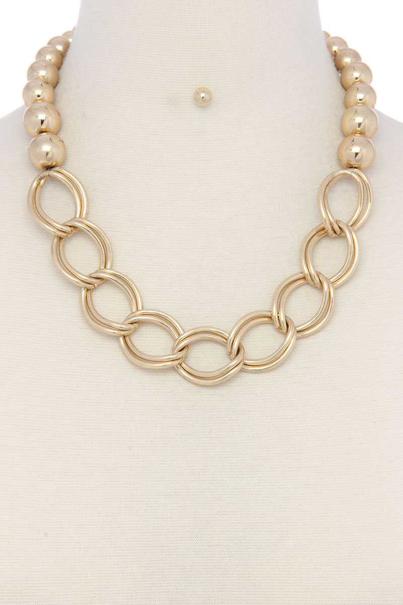 Chunky Ball And Chain Link Short Necklace - Absolute Fashion 2020