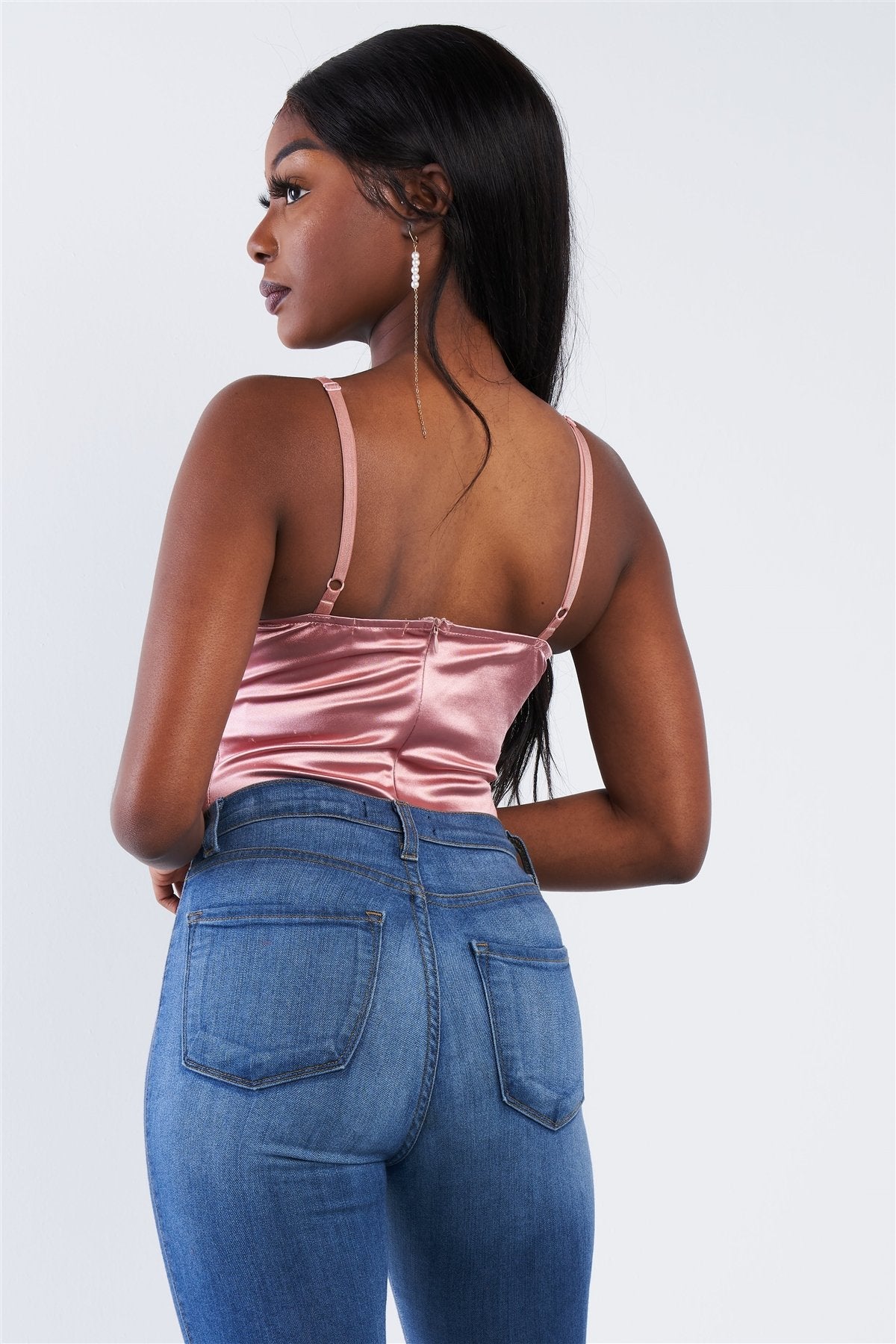 Silk Chain Spaghetti Strap High Thong Center Cut Out Bodysuit - Absolute Fashion 2020